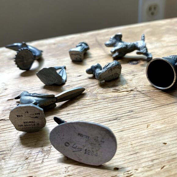 Selection of Vintage Pewter Figurines Set of 14 - Picture 8 of 8